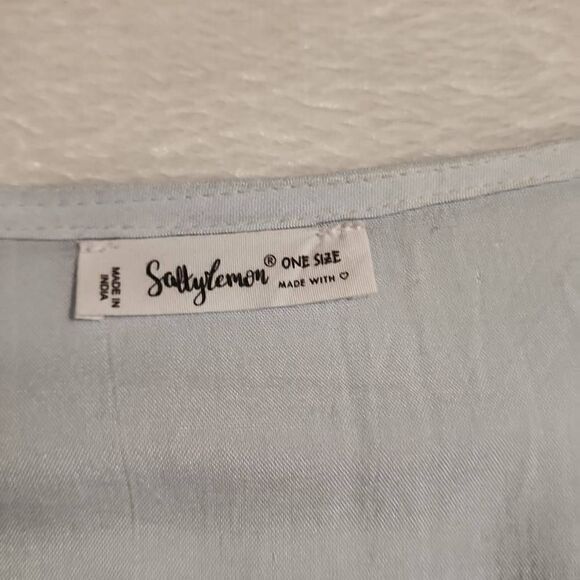 Saltylemon Womens One Size Fits All Light Blue With Embroidery Beach Cover Up Dr - Picture 5 of 9